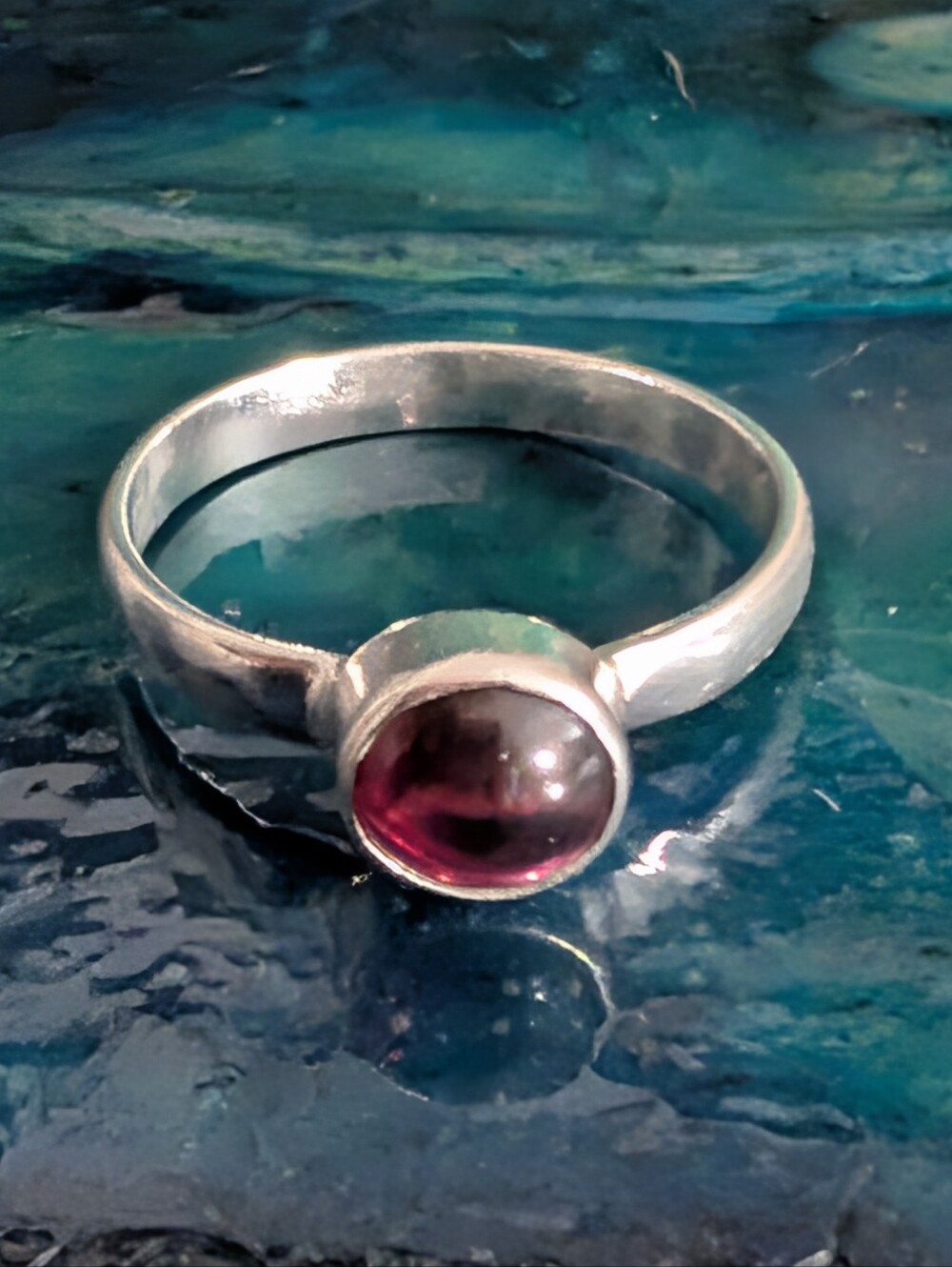 Genuine Garnet Solid Sterling Silver Ring Size 9.5 - Picture 9 of 12